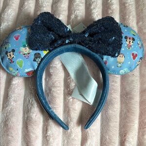 Disney Loungefly Blue Sequin Bow Mouse Ears Headband
